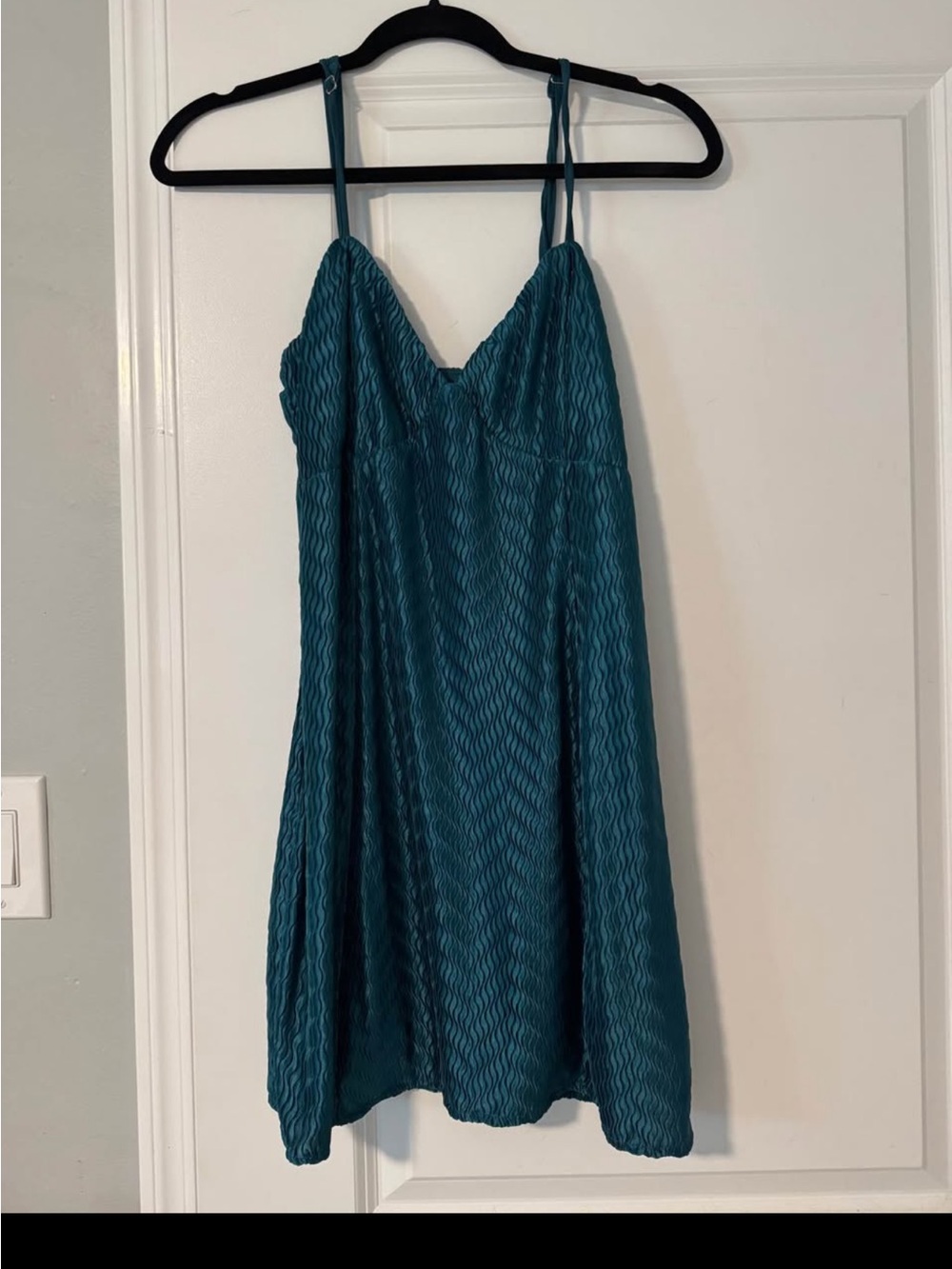 Teal Textured Spaghetti Strap Dress - kittenish